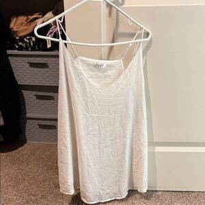 Everly White Satin V-Neck Slip Camisole